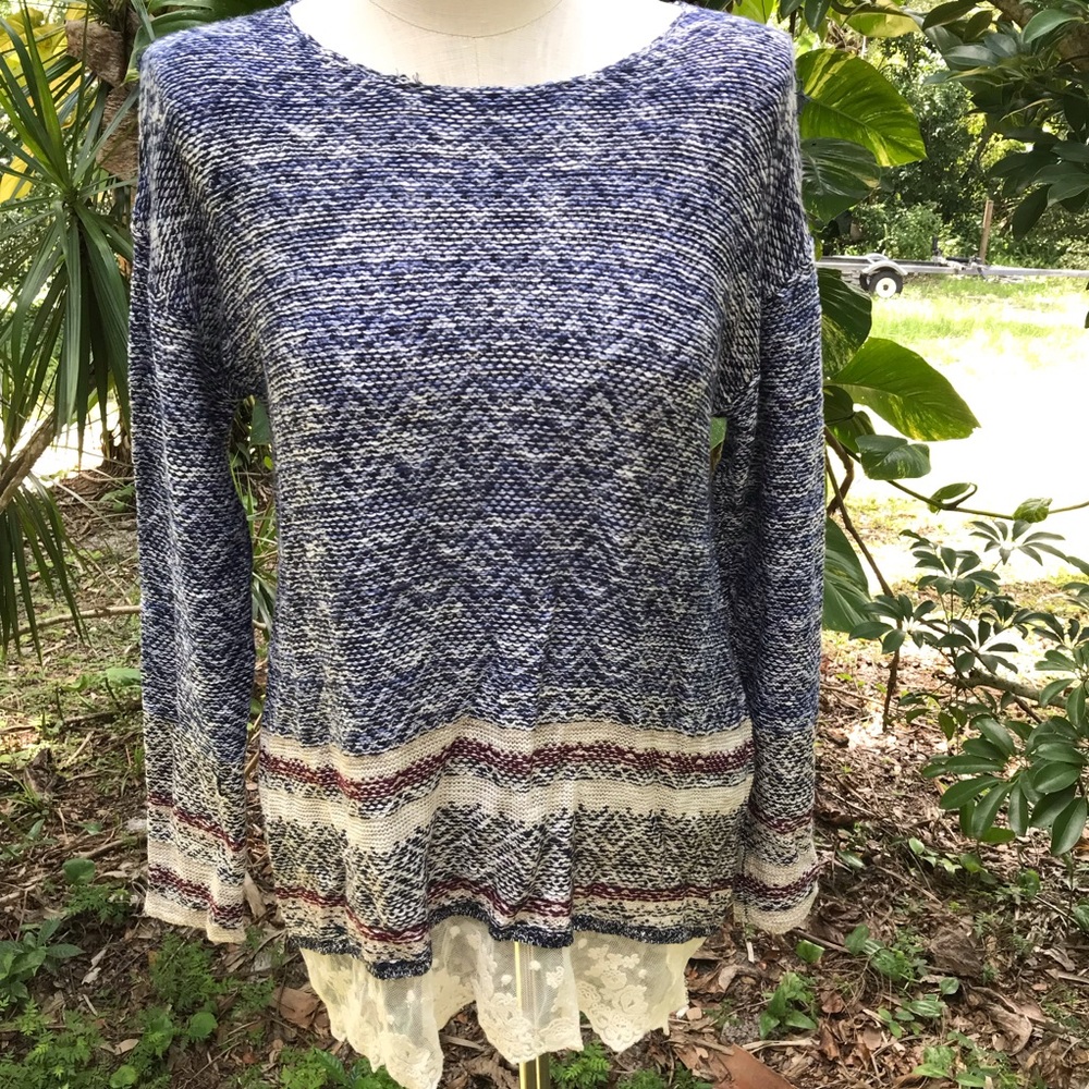 Live and Let Live Lace Underlay Knit Sweater Top